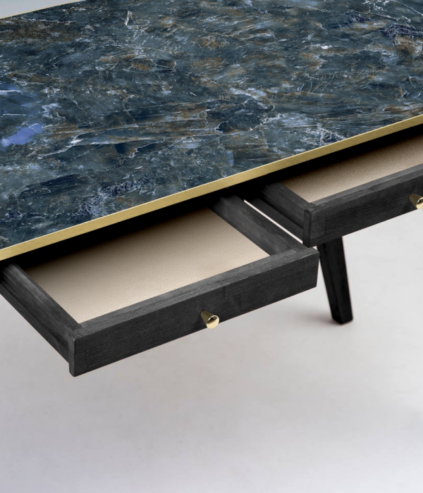 darkblue black gold table drawers